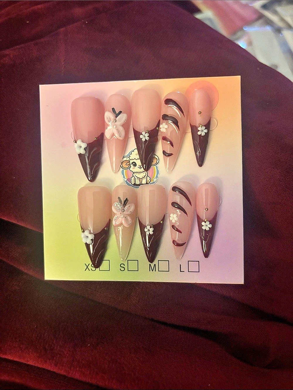 Pink & Brown Press-On Nails